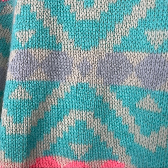 Aztec Tribal Print Mohair Blend Open Front Waterfall Knit Cardigan Sweater Large - Picture 13 of 15